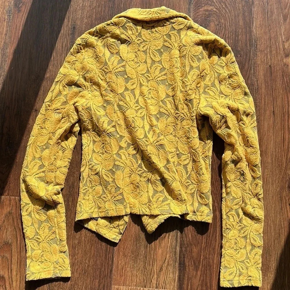 Charlotte Russe Mustard Yellow Floral Blazer | Blazer Jacket | Fall Jacket - Picture 7 of 7